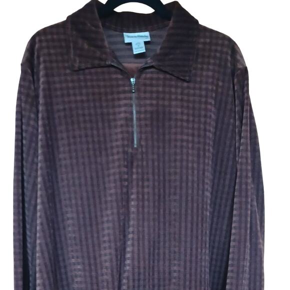 VTG DIANE VON FURSTENBERG Brown Velour Tunic Top Women's 1X Top and Pants Comfy - Picture 1 of 8